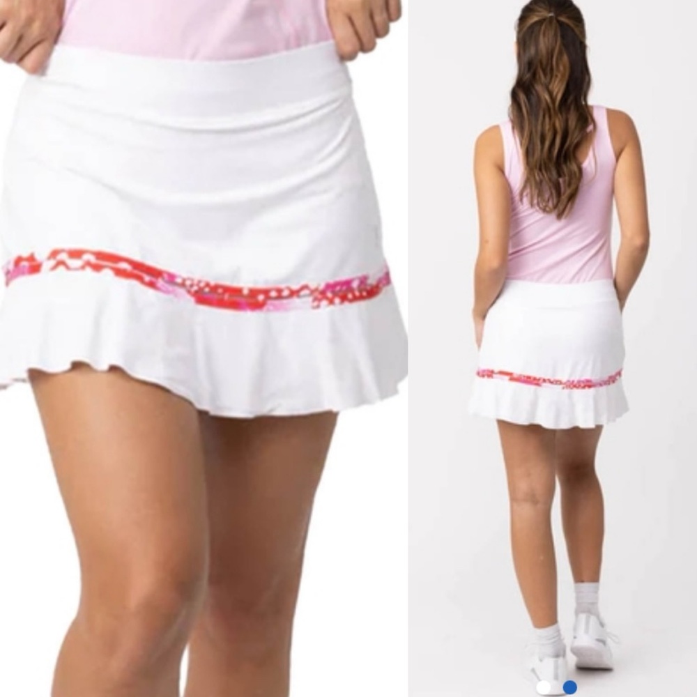 Sofibella Bliss 14" Flounce Print Trim Skort